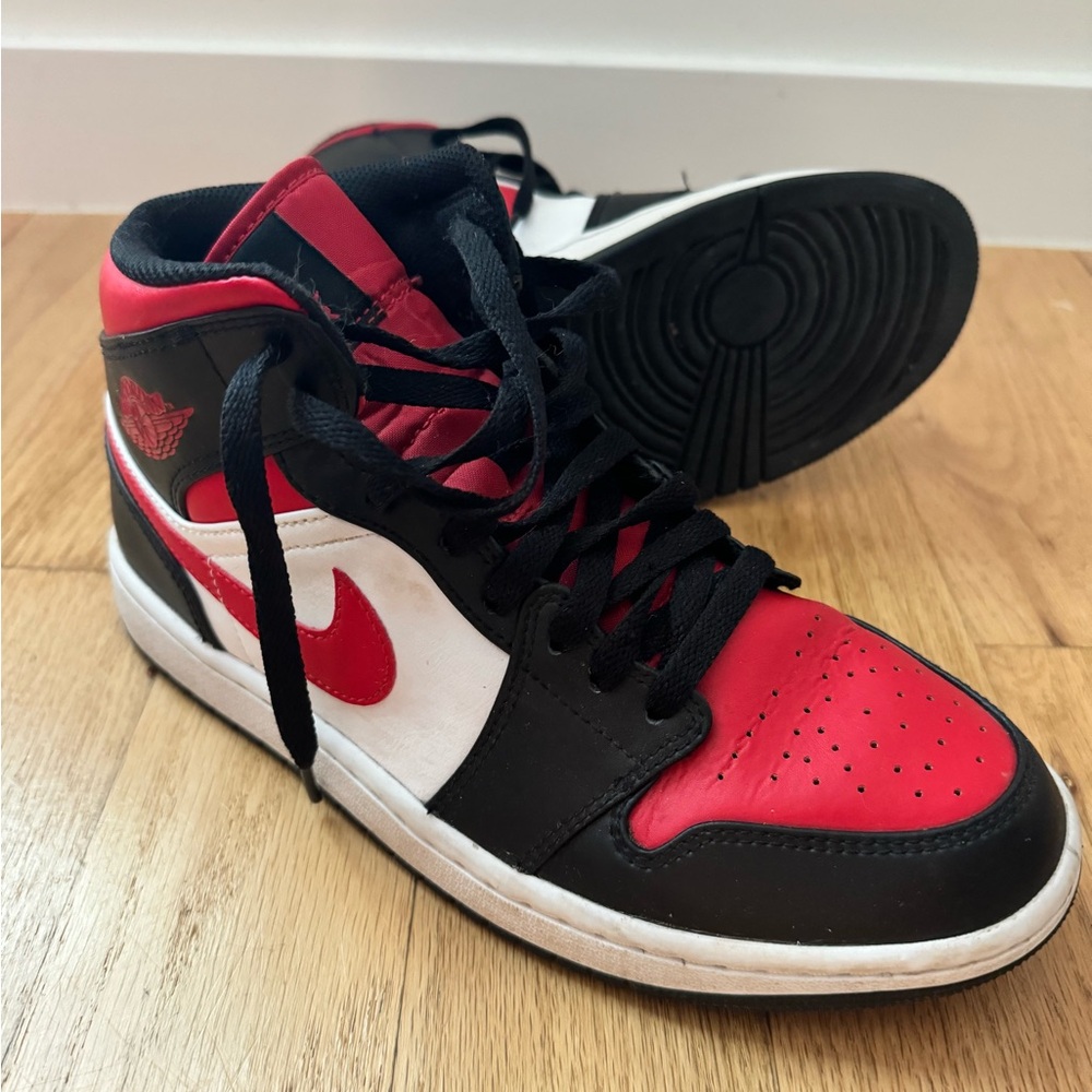 Air Jordan basketball shoes by Nike in size 8, barely worn, clean, black/red